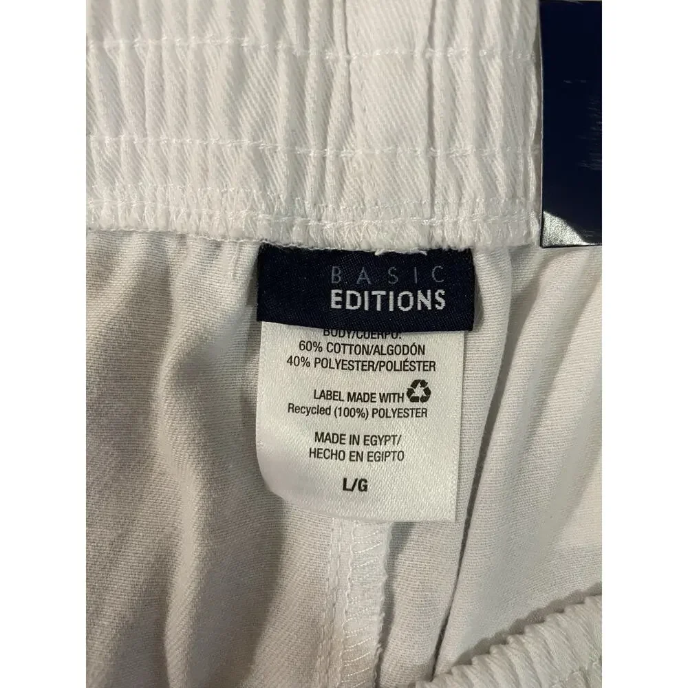 NEW TAGS Defunct Kmart Basic Editions Relaxed Fit White Casual Pants, Sz L